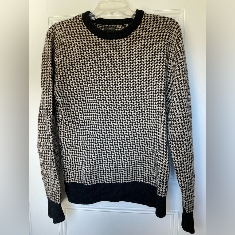 J.Crew Houndstooth Wool Blend Crewneck Sweater Brown Black Size M